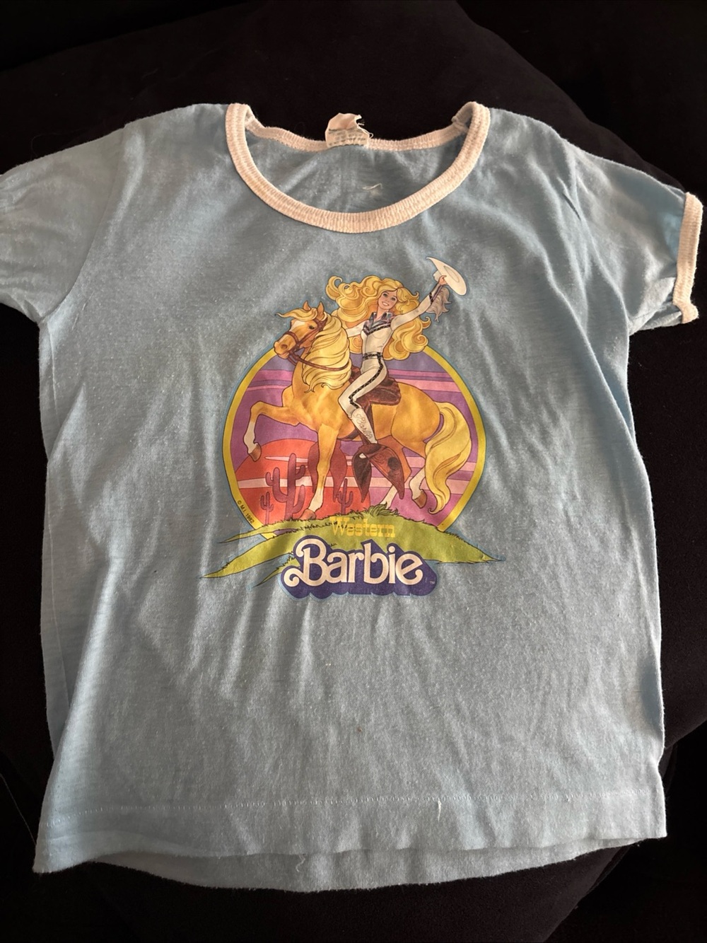Vintage 1982 Western Barbie Ringer 
Underoos Tee Shirt